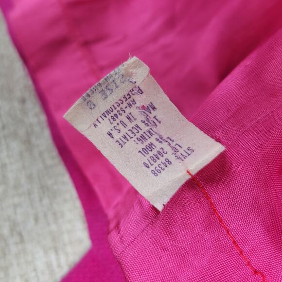 Fundamental Things Pink Wool Cropped Blazer Womens 8 Shawl Collar Gold Button - Picture 12 of 13